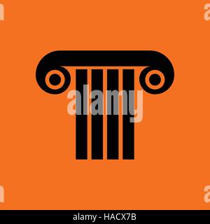 Antike Spalte Symbol. Orangefarbenen Hintergrund mit schwarz. Vektor-Illustration. Stock Vektor