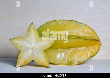 Sternapfel Obst (auch bekannt als Carambola, Sternfrüchte, Gattung Apfel Karambolen, Bilimbi, Arkin in Florida, Dah Pon, Ma Fueng, Maha in Malaysia, Demak, Stockfoto