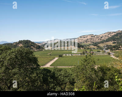 Das Hotel liegt 300 Meter über der Stadt Calistoga, eines der Wahrzeichen der Weingüter Napa Valley, Sterling Vineyards, Calistoga, CA Stockfoto