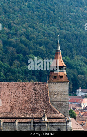 Turm der Schwarzen Kirche in Kronstadt, Siebenbürgen, Rumänien Stockfoto