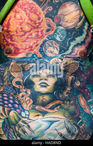 England, London, London Tattoo Convention, Tattoo-Detail Stockfoto