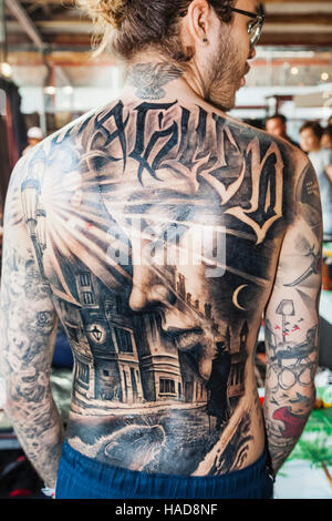 England, London, London Tattoo Convention, Tattoo-Detail Stockfoto