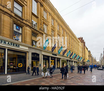 Lichter Weihnachtsdekoration auf Frasers Kaufhaus in Buchanan Street Glasgow Schottland Stockfoto