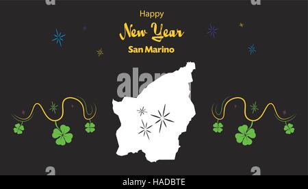 Happy New Year Abbildung Thema mit Landkarte San-Marino Stock Vektor
