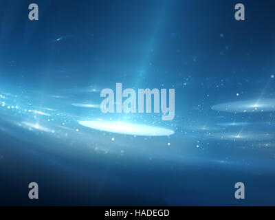 Blau leuchtende interstellare Objekte im Raum, computergenerierten abstrakten Hintergrund 3D-Rendering Stockfoto