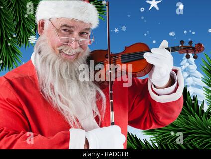 Happy Santa Geige spielen 3D Stockfoto