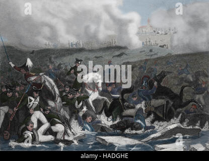 Schlacht von Austerlitz oder Schlacht der 3 Kaiser. 2 Dezember 1805. Napoleonische Kriege. Gravur. des 19. Jahrhunderts. Spätere Färbung. Stockfoto