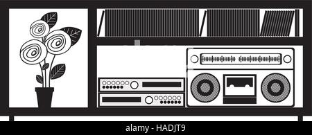 Kontur monochrom mit Unterhaltung sound Center-Vektor-illustration Stock Vektor