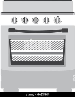 Graustufen-Silhouette mit-Herd mit Backofen-Vektor-illustration Stock Vektor