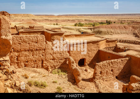 Die Aussicht von der Ksar Ait Ben Haddou die Landschaft Morooccan Stockfoto