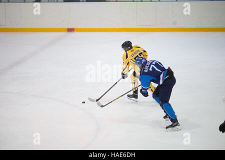 Moskau, Russland - 26. November 2016, Hockey-match zwischen Amateur-Teams New Jersey 53 und PROHockey Stockfoto