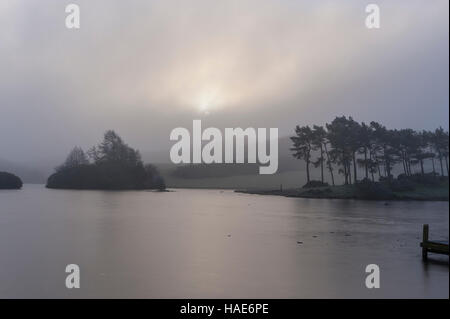 Nebliger Kulissen Knapps Loch Ness Kilmacolm mit Frost und Eis angefangen Stockfoto