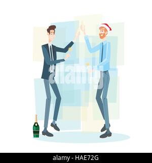 Geschäftsmann Gruppe Frohe Weihnachten und Happy New Year Geschäftsleute Team Weihnachtsmütze Stock Vektor