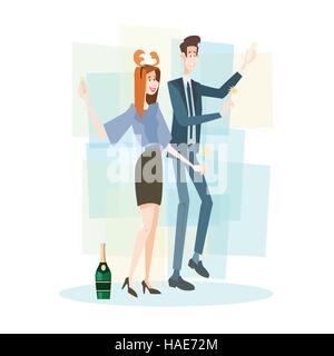 Business-paar zu feiern, Frohe Weihnachten und Happy New Year-Business-Leute-Team Stock Vektor