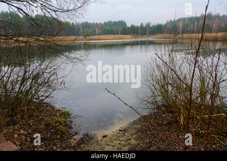 Ein kleiner See in der Nähe der privaten Holzhaus Stockfoto