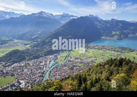 Interlaken-Luftbild vom Harder Kulm Stockfoto