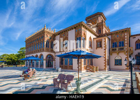 Ca' d'Zan die opulente Villa im Mittelmeer Revival-Stil der & Marmor John Ringling in Sarasota Florida Stockfoto