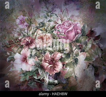 Abstrakte Aquarell Blumen. Bunte Frühlingsblumen Stockfoto