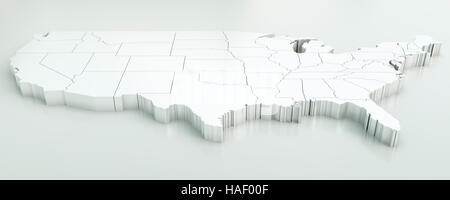 Karte von USA. Hochdetaillierte 3D-Rendering Stockfoto