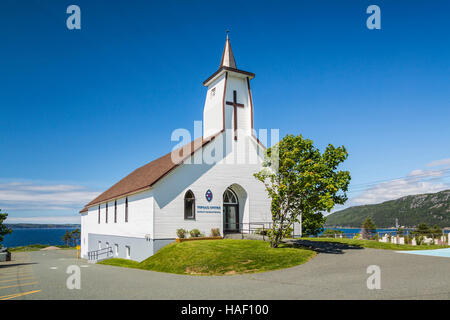 Die Vereinigte Kirche Gebäude in Topsail, Neufundland und Labrador, Kanada. Stockfoto