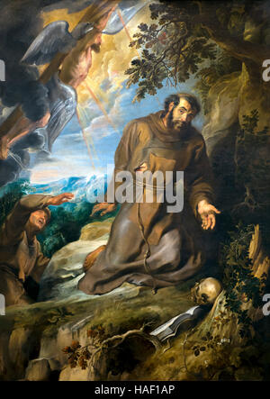 St Francis von Assisi empfängt die Stigmata, von Rubens, ca. 1635, Museum der bildenden Künste, Gent, Belgien, West-Flandern, Belgien, Europa Stockfoto