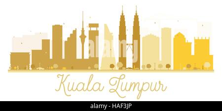 Kuala Lumpur City Skyline goldene Silhouette. Vektor-Illustration. Einfache flache Konzept für Tourismus Präsentation, Banner, Plakat oder Website. Stock Vektor