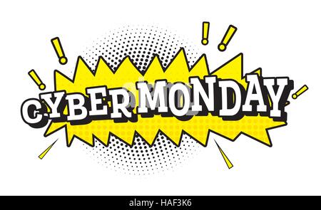 Cyber Monday im Pop-Art-Stil. Vektor-Illustration. Stock Vektor