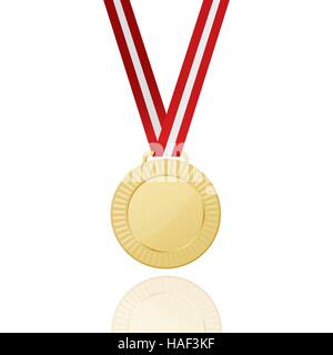 Goldmedaille mit rotem Band. Symbol. Vektor-Illustration. Stock Vektor