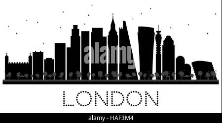 London City Skyline schwarz-weiß Silhouette. Vektor-Illustration. Einfache flache Konzept für Tourismus Präsentation, Banner, Plakat oder Website. Stock Vektor