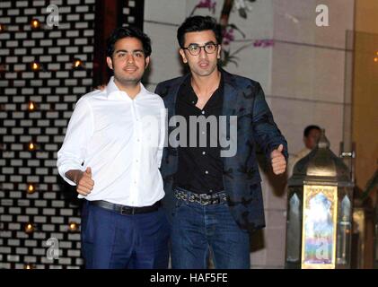 Bollywood-Schauspieler Mumbai City FC Ranbir Kapoor Akash Ambani Mukesh Ambani Residenz Antilia treffen Clubbesitzer ISL Mumbai Stockfoto