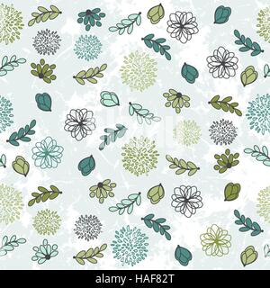 Nahtlose floralen Ornament konturierte Muster mit Blumen und Blätter Stock Vektor