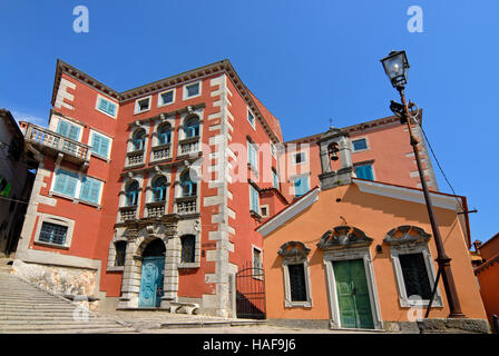 Battiala-Lazzarini Palace Museum in der alten Stadt, Stari Grad, in der Nähe von Labin und Rabac in Istrien, Kroatien, Europa Stockfoto