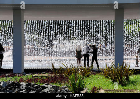 Wasserwand, Jardim da Agua, Wasser-Garten, Parque Das Nacoes, Nation Park, Lisboa, Lissabon, Portugal Stockfoto