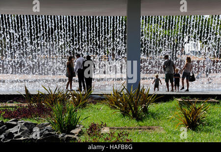 Wasserwand, Jardim da Agua, Wasser-Garten, Parque Das Nacoes, Nation Park, Lisboa, Lissabon, Portugal Stockfoto