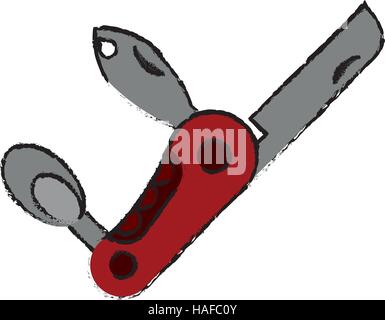 Zeichnung Messer Multitool Armee camping Stock Vektor