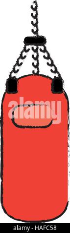 Zeichnungssymbol rote Boxsack Training Fitness-Studio Stock Vektor