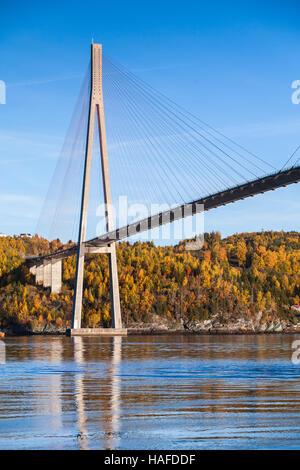 Skarnsund Bridge, moderne Automobil Schrägseilbrücke in Norwegen Stockfoto