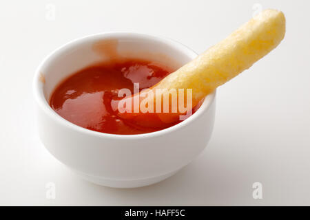 Pommes Frites mit ketchup Stockfoto
