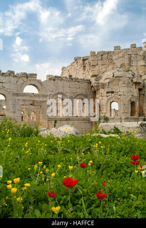 Die Ruinen an der Kirche von Saint Simeon Stylites, erbaute das 5. Jahrhundert n. Chr.. Stockfoto