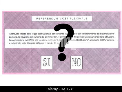 Fragezeichen-Wahlzettel italienischen Volksab- Stockfoto
