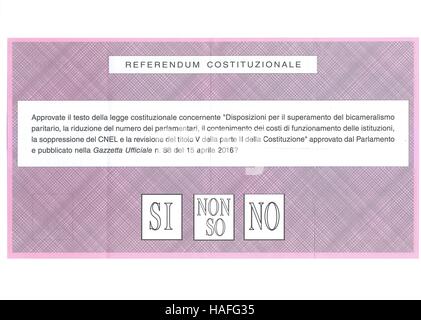 Ja Nein ich weiß nicht, Stimmzettel für italienische Referendum Papier Stockfoto