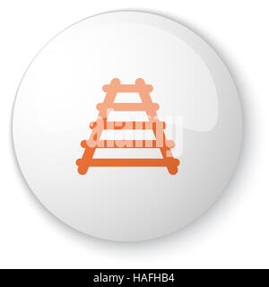 Glänzend weiße Web Button mit orange Eisenbahn-Symbol auf weißem Hintergrund Stockfoto