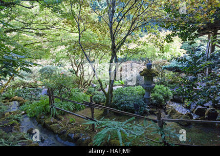 Der japanische Garten im Butchart Gardens Brentwood Bay, British Columbia, Kanada, in der Nähe von Victoria auf Vancouver Island Stockfoto