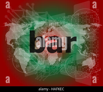 Bar, Hi-Tech-Hintergrund, Touch-Screen digital business Stockfoto