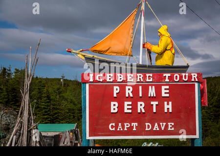 Erstklassige Liegeplätze Eisberg Touren dock in der Nähe von Twillingate, Neufundland und Labrador, Kanada. Stockfoto