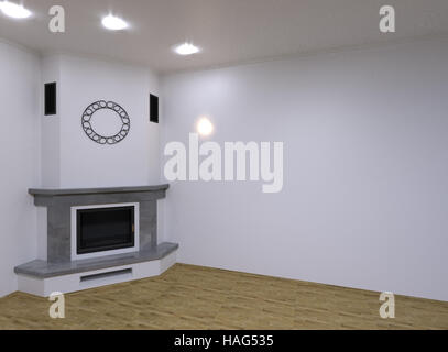 Eck-Kamin aus Marmor. 3D render Stockfoto