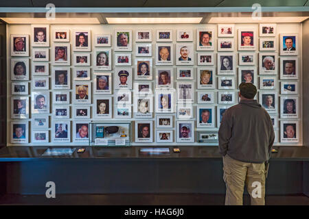 Shanksville, Pennsylvania - Fotos von Passagieren und Besatzung auf United Airlines Flug 93 am Flight 93 National Memorial. Stockfoto