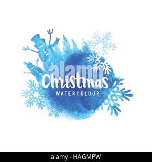 Festliche Weihnachts-Vektor-Illustration einen Schneemann mit Schneeflocken! Stock Vektor