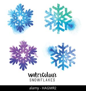 Winter-Aquarell-Schneeflocken - Vektor-illustration Stock Vektor