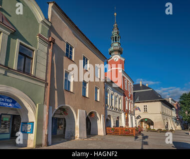 Namesti Miru (Friedensplatz), altes Rathaus, in Svitavy, Mähren, Tschechien Stockfoto